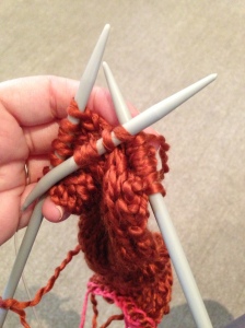 Knitting from the circular needle